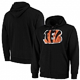 Men's Cincinnati Bengals G III Sports by Carl Banks Primary Logo Full Zip Hoodie Black,baseball caps,new era cap wholesale,wholesale hats